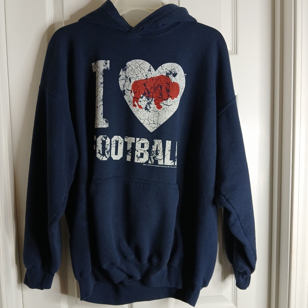 Navy Blue I Heart Buffalo Football Woman's Hoodie Sz XL 2005